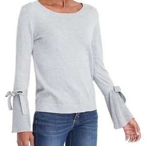 J Crew Tie Bell Long Sleeve Grey Heather Sweater